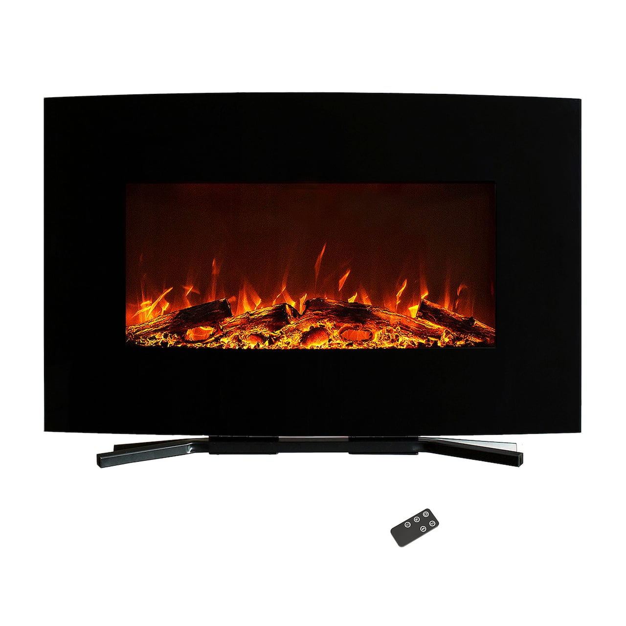 Hastings Home 36&#x22; Black Curved Electric Fireplace